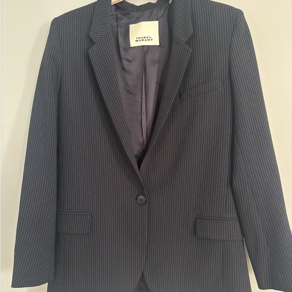 ISABEL MARANT
Omelia One-Button Pinstripe Blazer
